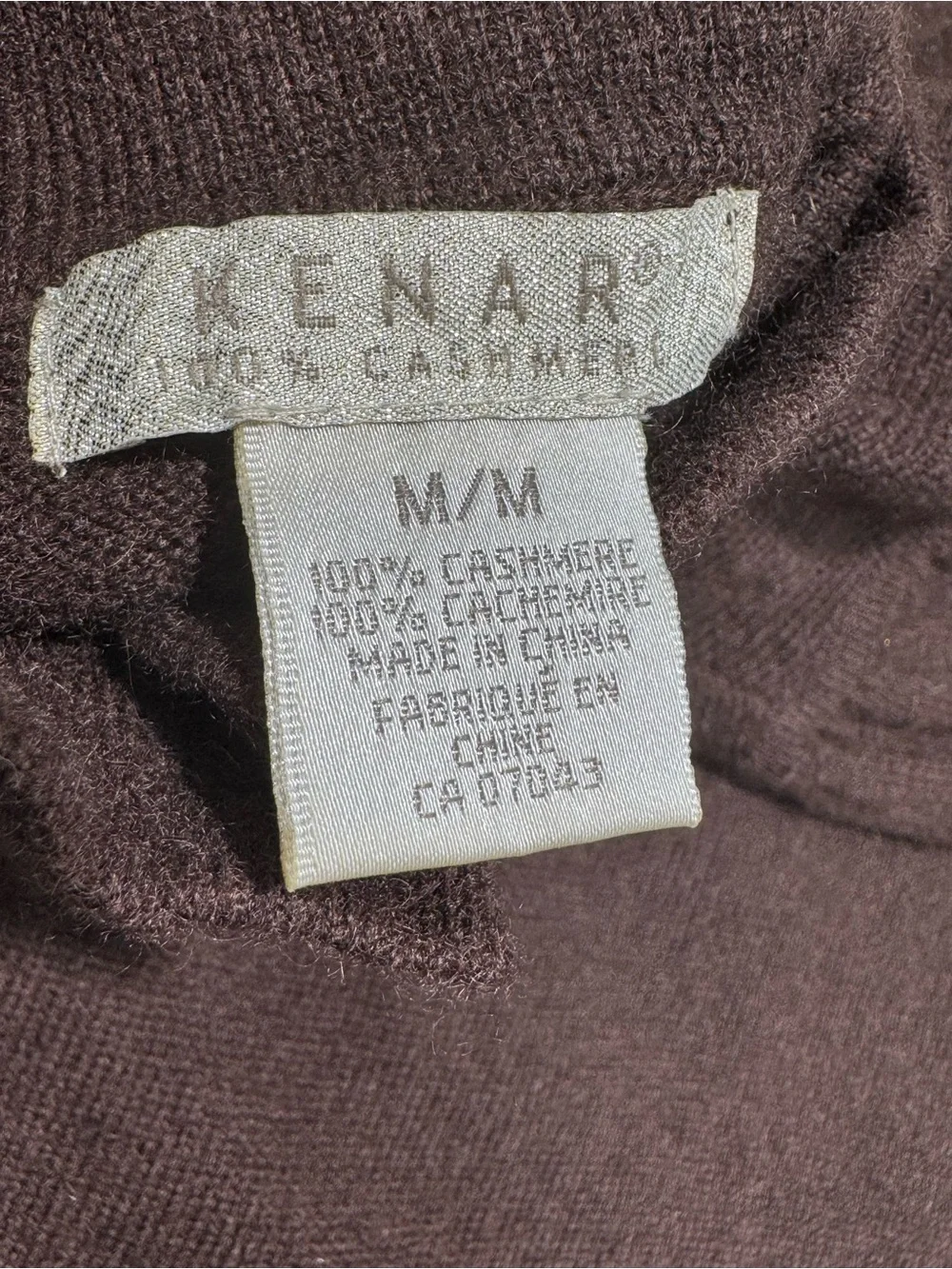 VTG Kenar 100% Cashmere Open Front Mock Neck Button Sweater Cardigan Chocolate M - Picture 10 of 11